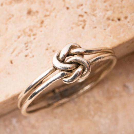 Knoten Ring verbunden aus 925 Sterling Silber beweglich