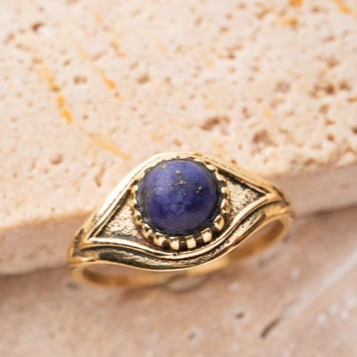 Talisman Böser Blick Schutz Augen Ring gold Lapis Lazuli