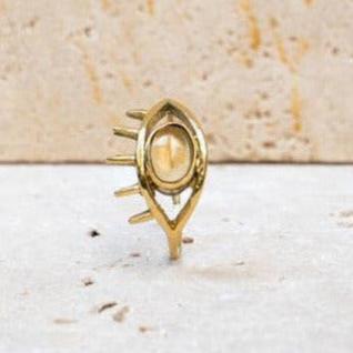 Ring mit ovalem Citrin, Auge, Schutz Talisman Augenring gold, handgemacht